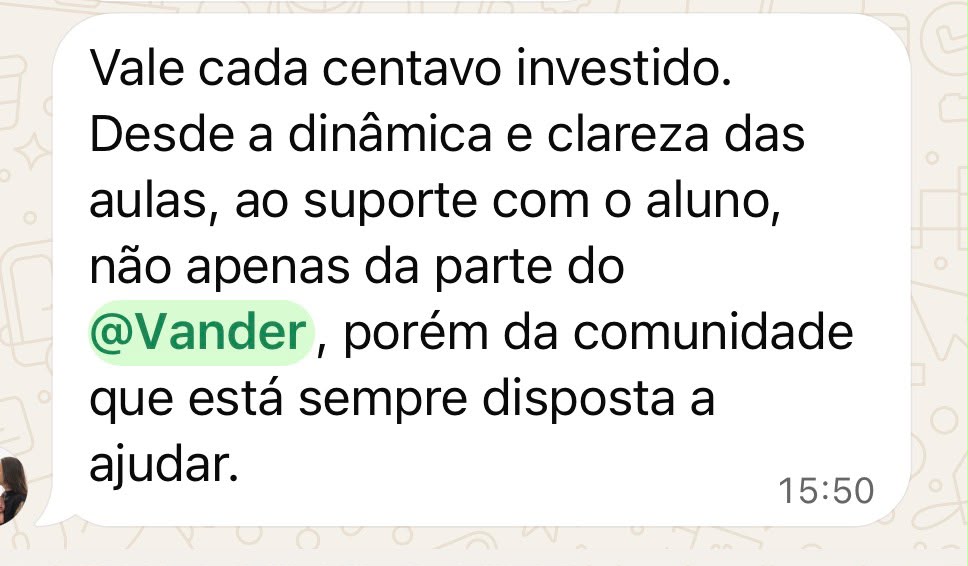 Print original de depoimento de aluno do treinamento (1)